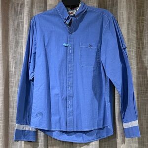 Designs Inspired by JOHN LENNON Men's Blue Button-Down Shirt. Great condition!